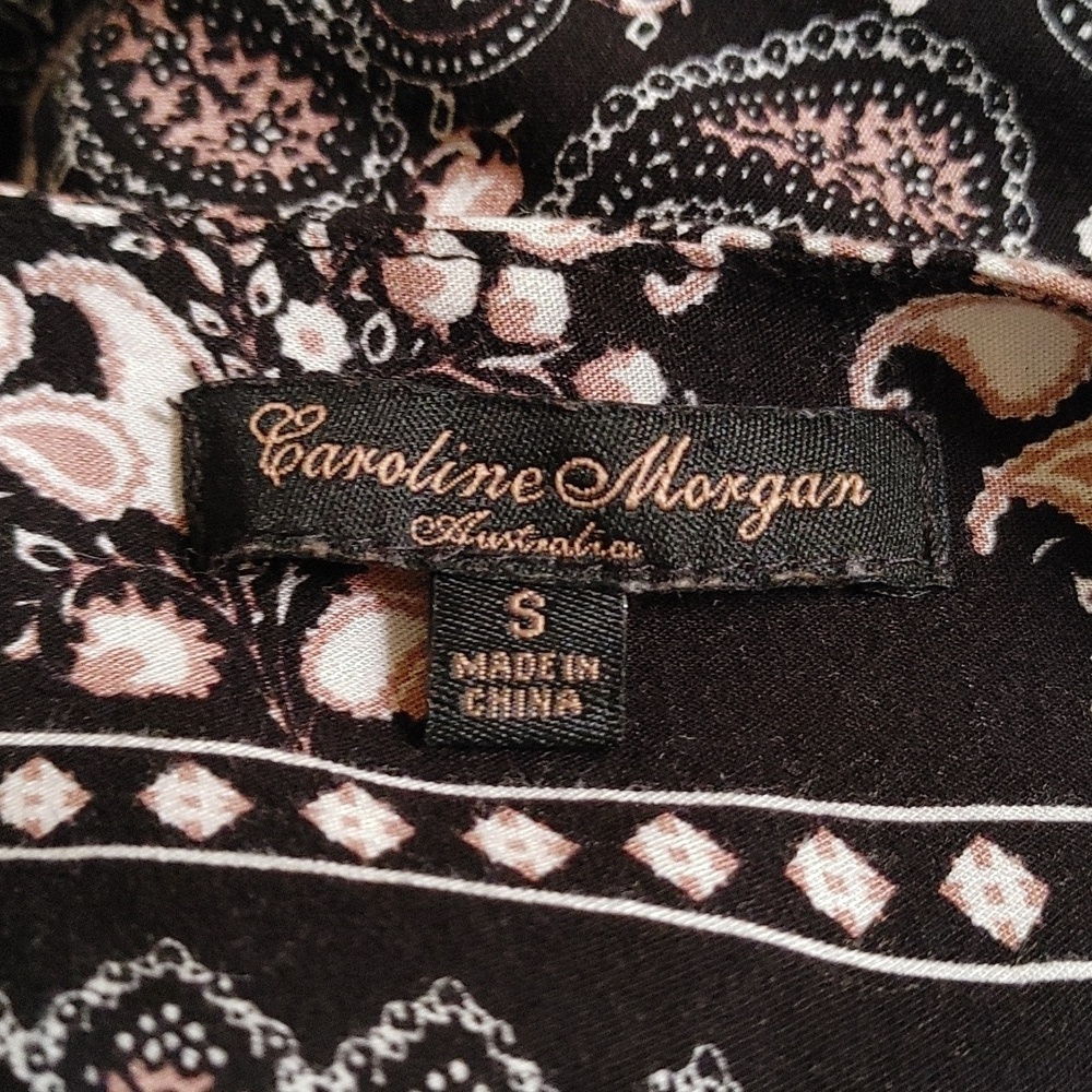 Caroline Morgan Australia Maxi Dress V-Neck Empire Waist Ruffled Hem Black Small - Picture 6 of 14